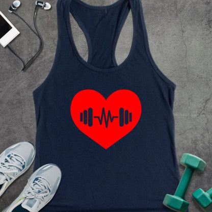 Tank Top XS / Solid Midnight Navy Barbell Heart Tank