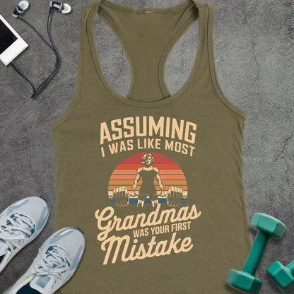 Tank Top XS / Solid Military Green Average Grandma Racer Tank