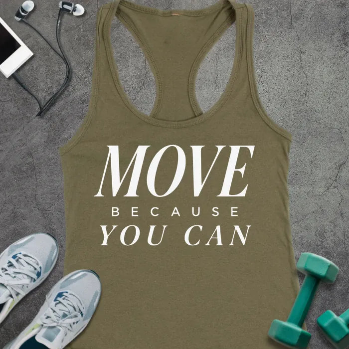 Tank Top XS / Solid Military Green Move Freely Racer Tank