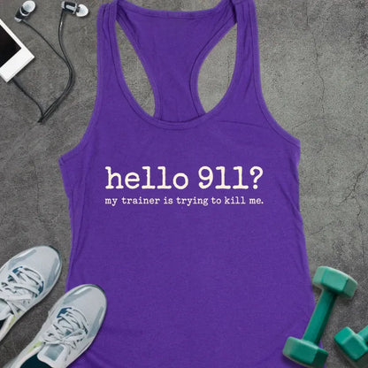 Tank Top XS / Solid Purple Rush Hello 911 Racer Tank