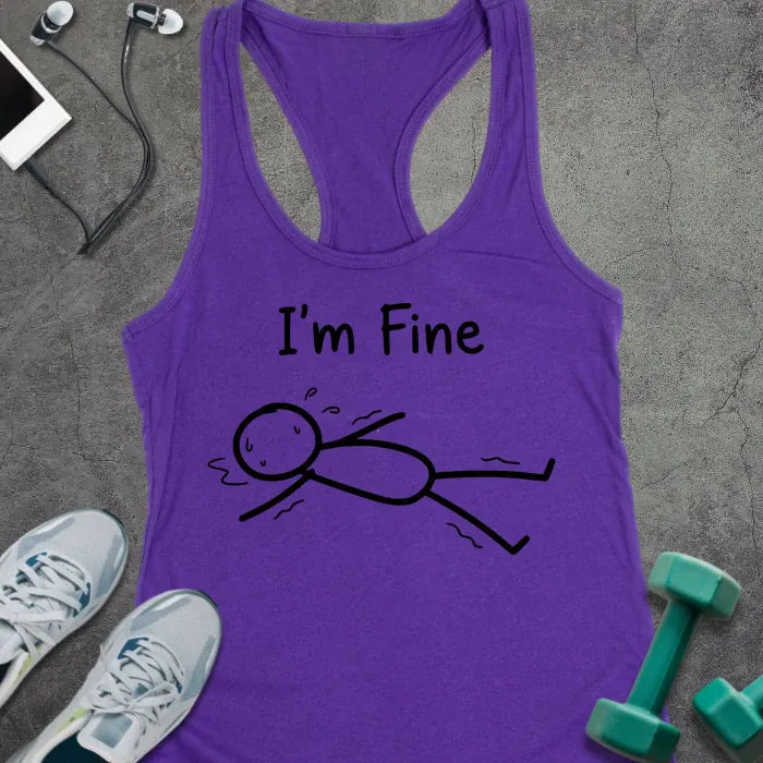 Tank Top XS / Solid Purple Rush I'm Fine Racerback Tank