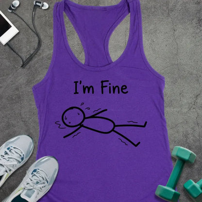 Tank Top XS / Solid Purple Rush I'm Fine Racerback Tank
