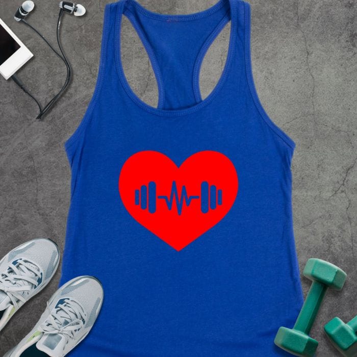Tank Top XS / Solid Royal Barbell Heart Tank