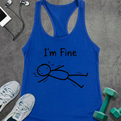 Tank Top XS / Solid Royal I'm Fine Racerback Tank